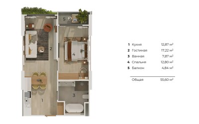 Gallery photo Apartment 1 room 56 m² Chong Thale, Thailand